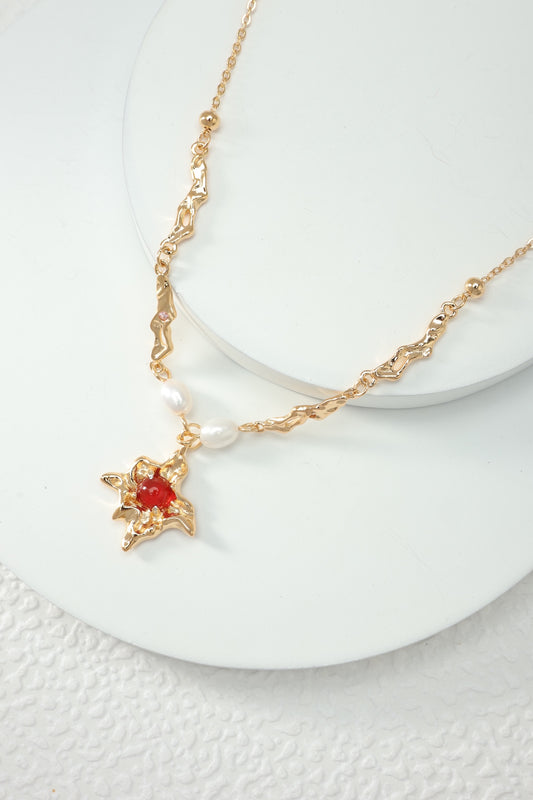 Red Agate Pearl Necklace