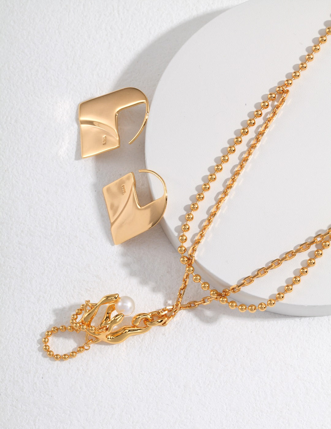 Pure Silver Necklace with Adjustable Length and Inlaid Jewelry