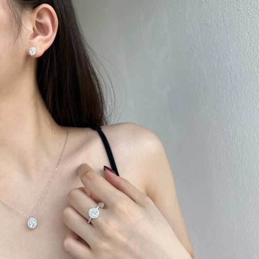 S925 Sterling Silver Stylish Collection Necklace with White Oval & Round Cubic Zirconia - Unique Niche Design for Luxury Fashion