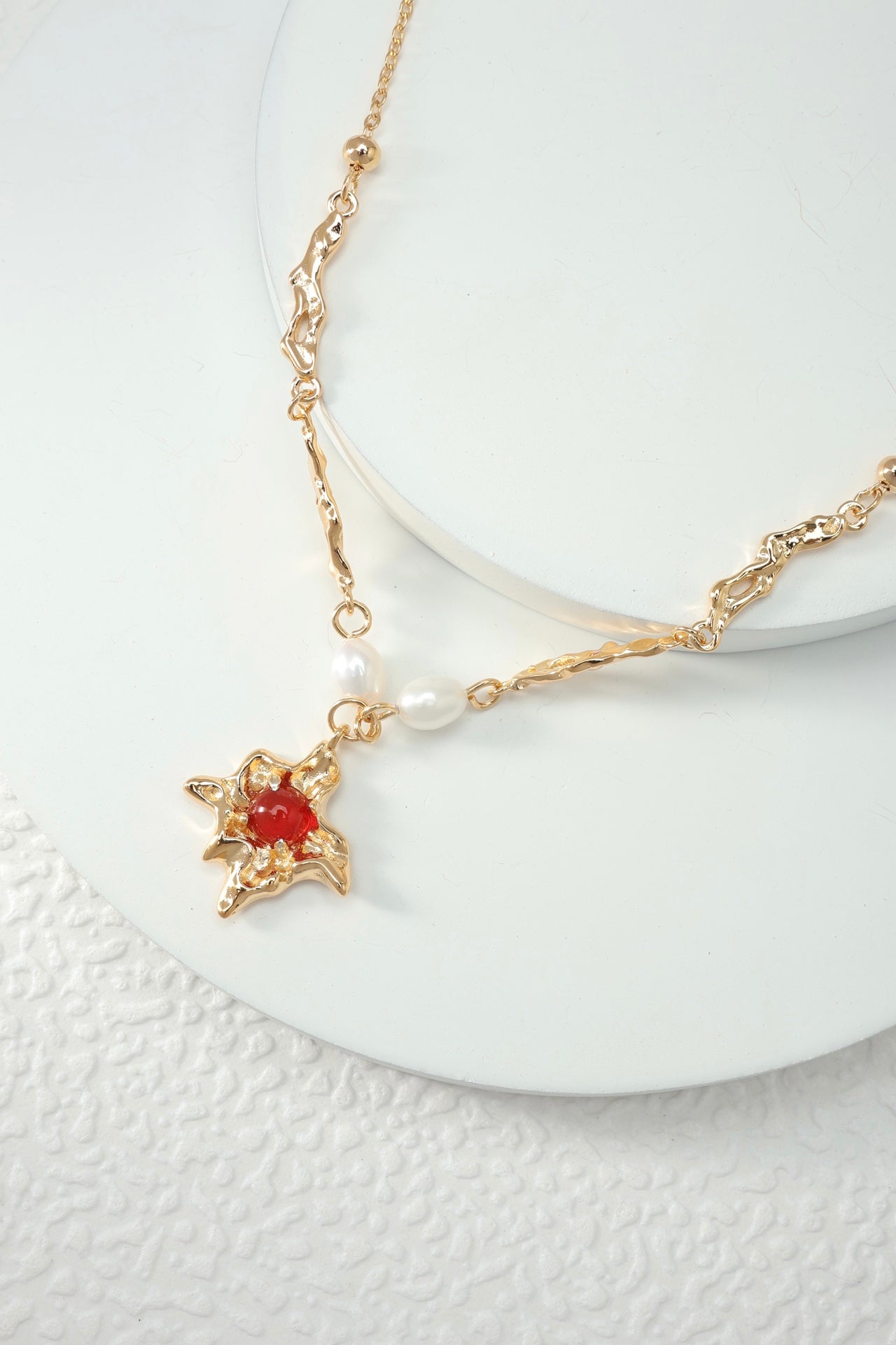 Red Agate Pearl Necklace