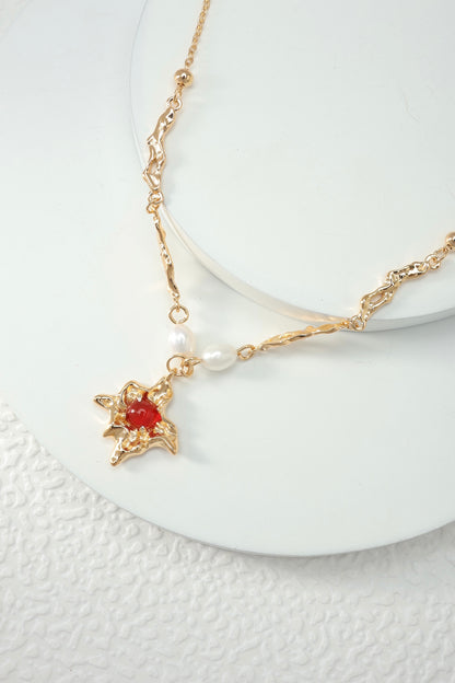 Red Agate Pearl Necklace