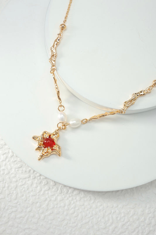 Red Agate Pearl Necklace