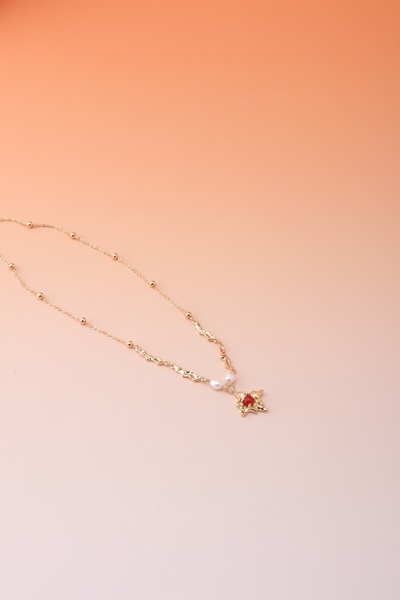 Red Agate Pearl Necklace