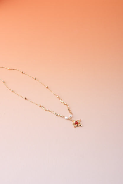 Red Agate Pearl Necklace