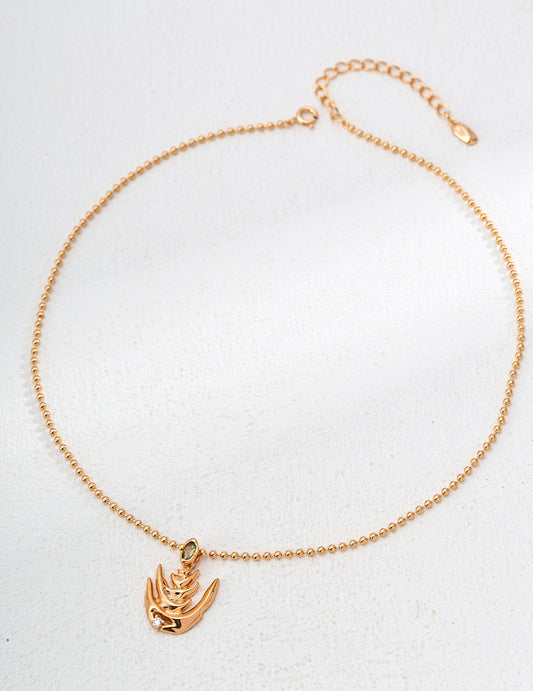 Pure Silver Necklace Embellished with Cubic Zirconia and Natural Wave Design