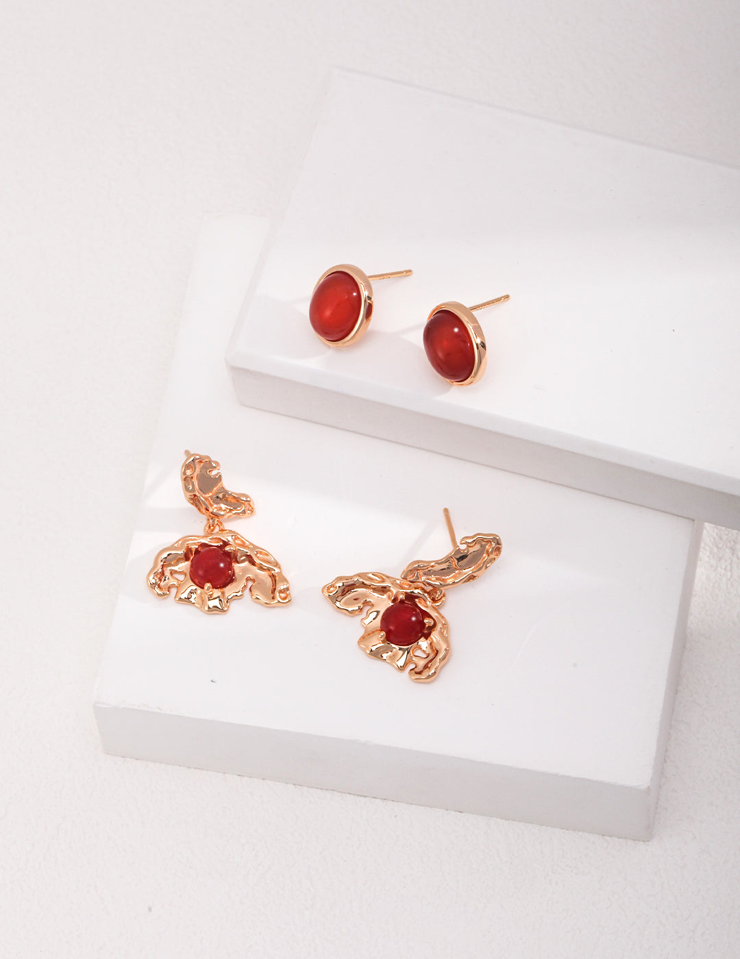 Sterling Silver Earrings with Butterfly - Wing Design Inlaid with Agate