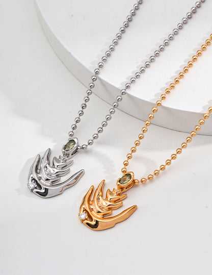 Pure Silver Necklace Embellished with Cubic Zirconia and Natural Wave Design